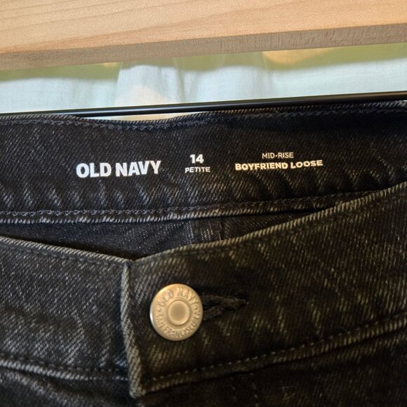 Old Navy jeans womens 14P black boyfriend loose relaxed mid-rise - Picture 8 of 9